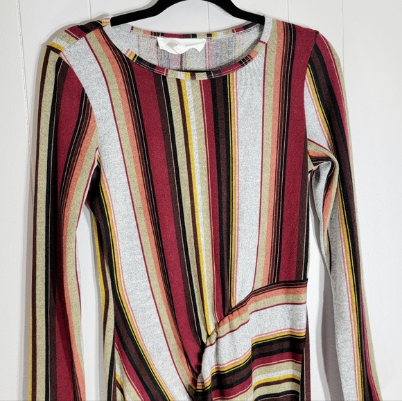 4/$20 Superfoxx Multicolor Striped Long Sleeve Midi Dress Small - Picture 4 of 8